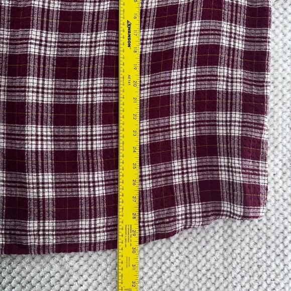 Lane Bryant Top Womens 22 Plus Burgundy Plaid Textured V-Neck Fall New - Picture 9 of 14